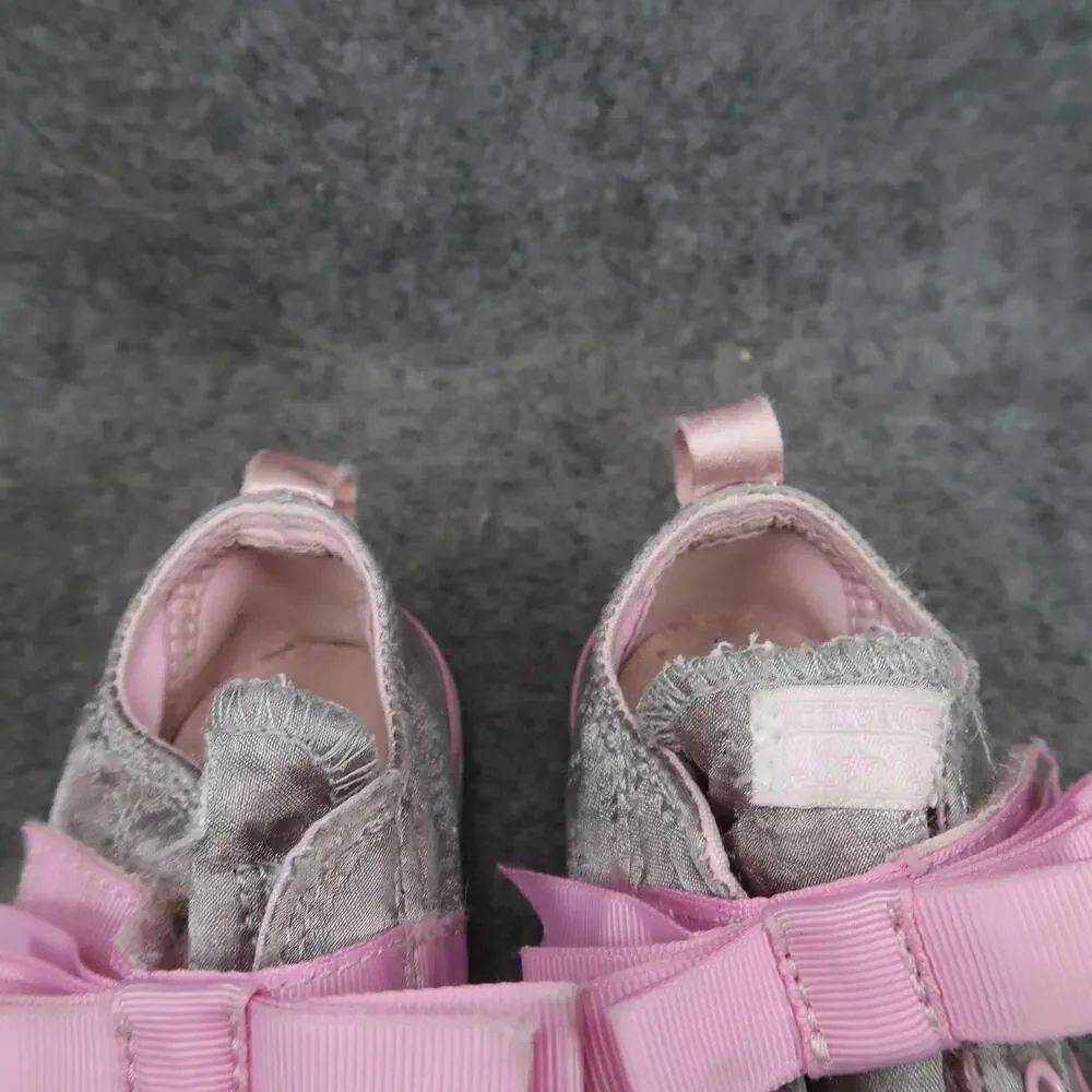 Converse Shoes Infant 7 Sneakers Pink Bow Hook N Loop Strap Baby Girl Casual